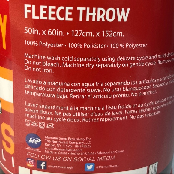 Fashion Sports Fleece Blanket - Red and Yellow - Picture 3 of 3